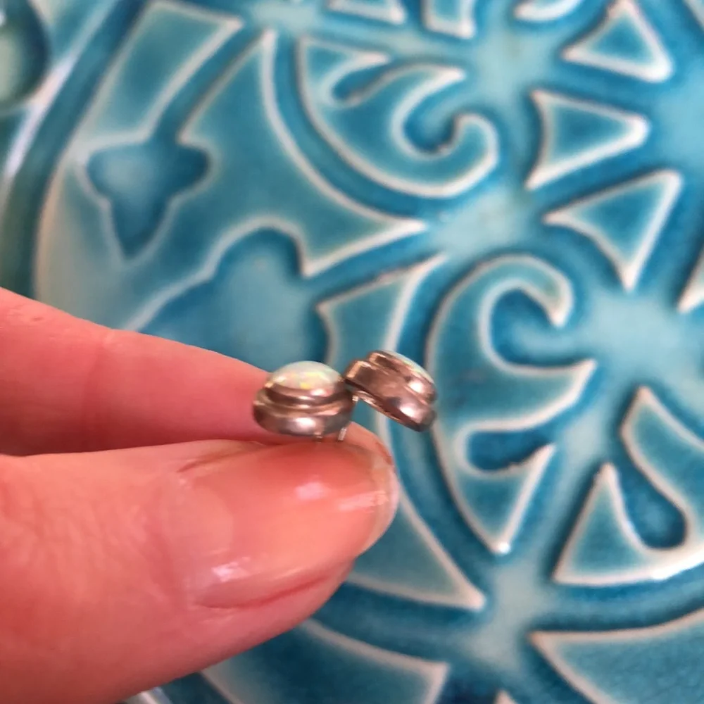 Sterling Silver Opal Earrings Posts (No Backs) - Picture 10 of 17